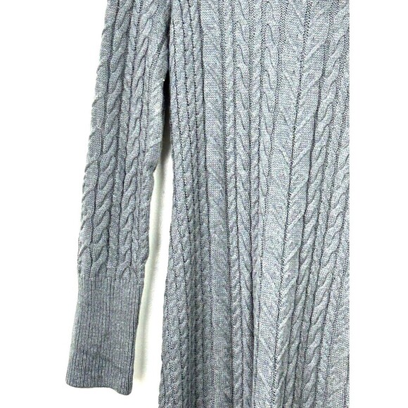 Tahari Women Size L Sweater Dress Storm Gray Cable Knit Cowl Neck Midi Sheath T3 - Picture 8 of 12